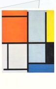 Mondrian Piet; Tableau 3, mit Orange-Rot, Gelb, Schwarz, Blau und Grau , 1921