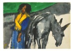 Nolde Emil; Mädchen und Esel , 1921