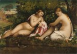 Palma Vecchio Jacopo; Zwei ruhende Nymphen, Detail , 1510-1515