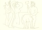 Picasso Pablo; Faun mit Doppelflöte im Profil + Nymphe + Zentaur
