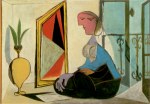 Picasso Pablo; Frau vor dem Spiegel (Kauernde Frau) , 1937