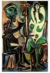 Picasso Pablo; Maler und Modell , 1963