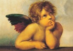 Raphael (Raffaele Santi); Sixtinische Madonna (Ausschnitt: Ein Engel) ,1512/15
