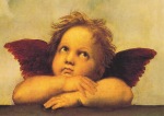 Raphael (Raffaele Santi); Sixtinische Madonna (Ausschnitt: Ein Engel) ,1512/15