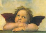 Raphael (Raffaele Santi); Engel (Ausschnitt aus "Sixtinische Madonna") , um 1512/13