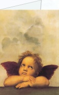 Raphael (Raffaele Santi); Sixtinische Madonna (Ausschnitt: Ein Engel) ,1512/15