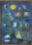 Reichel Hans; Tiefblaues Gartenbild mit Vollmond , 1946