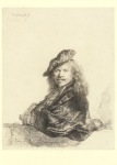 Rembrandt Harmensz. van Rijn; Self-portrait Leaning against a Stone Wall , 1639