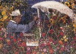 Scheibe Emil; Der Maler Arnold Balwé in seinem Garten