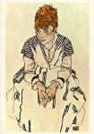 Schiele Egon; Adele Harms in gestreiftem Kleid , 1917