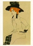 Schiele Egon; Dame mit roten Haaren und schwarzem Hut , 1910