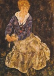 Schiele Egon; Bildnis Edith Schiele sitzend , 1917