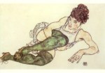 Schiele Egon; Frau mit grünen Strümpfen , 1917