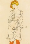 Schiele Egon; Frau in Unterwäsche und Strümpfen (Wally Neuzil) I , 1913