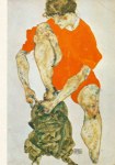 Schiele Egon; Frau in rotem Kleid , 1914