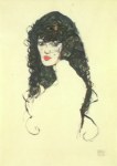Schiele Egon; Frau mit schwarzem Haar , 1914