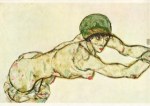 Schiele Egon; Frauenakt nach rechts , 1914