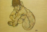 Schiele Egon; Kauernder Mädchenakt , 1914