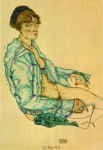 Schiele Egon; Sitzende mit blauem Haarband , 1914