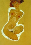 Schiele Egon; Hockender weiblicher Akt , 1910