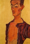 Schiele Egon; Selbstdarstellung grimassierend - 1910