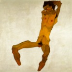 Schiele Egon; Sitzender Männerakt (Selbstdarstellung) , 1910