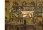Schiele Egon; Hauswand am Fluss , 1915