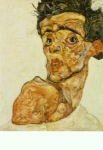 Schiele Egon; Selbstbildnis mit hochgezogener nackter Schulter