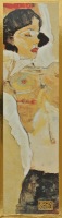 Schiele Egon; Liegendes, halb-bekleidetes Mädchen , 1911