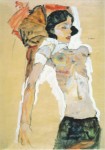 Schiele Egon; Liegendes, halbbekleidetes Mädchen , 1911