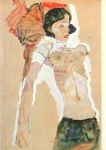 Schiele Egon; Liegendes, halbbekleidetes Mädchen , 1911