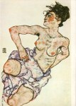 Schiele Egon; Nach links gewendeter Frauenakt , 1917