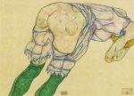 Schiele Egon; Mädchen mit grünen Strümpfen , 1914