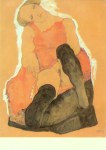 Schiele Egon; Mädchen mit schwarzen Strümpfen , 1911