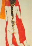 Schiele Egon; Mädchen-Rückenakt mit langem Zopf , 1913