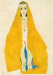 Schiele Egon; Junger Mädchenakt im ockerfarbigen Tuch , 1911