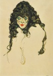 Schiele Egon; Mädchenkopf mit offenem Haar , 1914