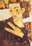 Schiele Egon; Selbstbildnis mit gespreizten Fingern , 1911