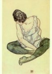 Schiele Egon; Sitzende Frau mit grünen Strümpfen , 1918