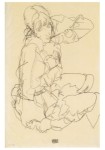 Schiele Egon; Sitzendes Mädchen , 1914