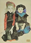 Schiele Egon; Zwei kleine Mädchen , 1911