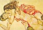 Schiele Egon; Zwei Mädchen, einander umarmend , 1915