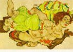 Schiele Egon; Zwei Modelle, in verschränkter Stellung liegend