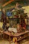 Schrödl Anton; Ofenecke eines Bauerhauses in Hallstatt (Detail)