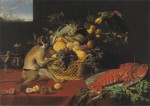 Snyders Frans; Früchtestilleben mit Affe und Papagei , ca. 1630