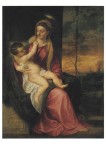 Tizian - eig. Tiziano Vecellio; Maria mit dem Kind in einer Abendlandschaft , ca. 1560