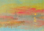 Turner William; Stadt am Fluss , Sonnenuntergang