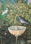 Anonym; Brunnen und Vögel (Freskodetail, Pompeji)