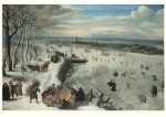 Valckenborgh Lucas van; Ansicht von Antwerpen mit zugefrorener Schelde , 1590