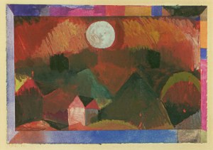 Klee Paul; Landschaft in Rot, mit dem weissen Gestirn , 1917